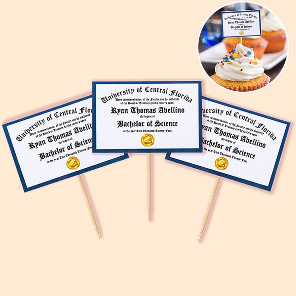 Diplomas de Graduación Personalizados Cupcake Toppers Set de 12 Graduación Fiesta Galleta Pastel Decoración Regalo para Graduados Clase de 2025