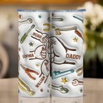 Henkilökohtainen Cool Dad Fist Bump 3D Effect 20oz Skinny Tumbler 1-6 Kid nimet Happy isänpäivä lahja isälle isoisä isoisä