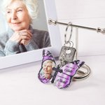 Llavero Personalizado Mariposa Cruz Once By My Side Forever In My Heart con Nombre Foto Regalo Conmemorativo