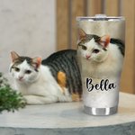 Personalized Watercolour Pet Portrait Painting 30oz Curved Tumbler with Name Lid and Straw Birthday Memorial Gift for Pet Lover