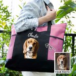 Personalised Oil Painting Style Pet Portrait Photo Large Capacity Tote Bag Birthday Anniversary Gift for Pet Lover