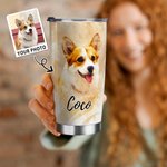 Personalisierte Aquarell Haustier Porträt Malerei 20oz Becher mit Namen Deckel und Strohhalm Geburtstag Haustier Verlust Memorial Geschenk für Katze H