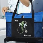 Personalisierte Aquarell Geburtsblume Stethoskop Tragetasche große Kapazität Tote Bag Anerkennung Graduierung Geschenk für medizinisches Personal