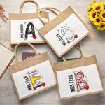 Personalisierte niedliche Graffiti Schreibwaren Jute Tragetasche mit Namen Initial Lehrer Tag Schule Saison Geschenk für Lehrer