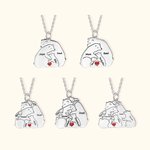 Personalized Hugging Bear Family Necklace with Baby Bears Love Heart and Engraved Names Mother's Day Father's Day Gift for Parent Grandparent