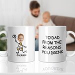 Tasse en Céramique Blanche Personnalisée avec Noms et Photos des Enfants Mug 330/450ml Cadeau de Fête des Pères pour Papa Famille