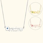 Personalized Flower Hebrew Name Necklace with Birthstone Birthday Jewish Bat Mitzvah Gift for Women