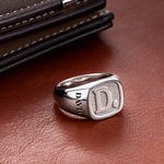 Personalized Engraved Unisex Sterling Silver Initial Signet Ring Birthday Gift for Family