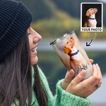 Personalisierte Aquarell Haustier Porträt Malerei 20oz Becher mit Namen Deckel und Strohhalm Geburtstag Haustier Verlust Memorial Geschenk für Katze H