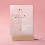 Gepersonaliseerd Bloemkruis Bijbelvers Naam LED Nachtlampje met Houten Voet Eerste Heilige Communie Doopcadeau voor haar