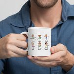 Tasse en Céramique Blanche Personnalisée avec Noms et Photos des Enfants Mug 330/450ml Cadeau de Fête des Pères pour Papa Famille