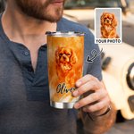 Personalisierte Aquarell Haustier Porträt Malerei 20oz Becher mit Namen Deckel und Strohhalm Geburtstag Haustier Verlust Memorial Geschenk für Katze H