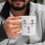 Tasse en Céramique Blanche Personnalisée avec Noms et Photos des Enfants Mug 330/450ml Cadeau de Fête des Pères pour Papa Famille