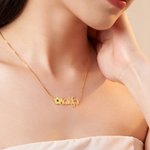 Personalized Flower Hebrew Name Necklace with Birthstone Birthday Jewish Bat Mitzvah Gift for Women