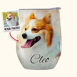 Personalisierte Aquarell Haustier Porträt Malerei 12oz Weinbecher mit Namen Deckel und Strohhalm Geburtstag Haustier Verlust Gedenkgeschenk für Katze 