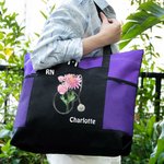 Personalisierte Aquarell Geburtsblume Stethoskop Tragetasche große Kapazität Tote Bag Anerkennung Graduierung Geschenk für medizinisches Personal