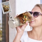 Personalized Watercolour Pet Portrait Painting 30oz Curved Tumbler with Name Lid and Straw Birthday Memorial Gift for Pet Lover