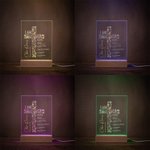 Gepersonaliseerd Bloemkruis Bijbelvers Naam LED Nachtlampje met Houten Voet Eerste Heilige Communie Doopcadeau voor haar