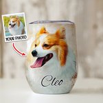 Personalisierte Aquarell Haustier Porträt Malerei 12oz Weinbecher mit Namen Deckel und Strohhalm Geburtstag Haustier Verlust Gedenkgeschenk für Katze 