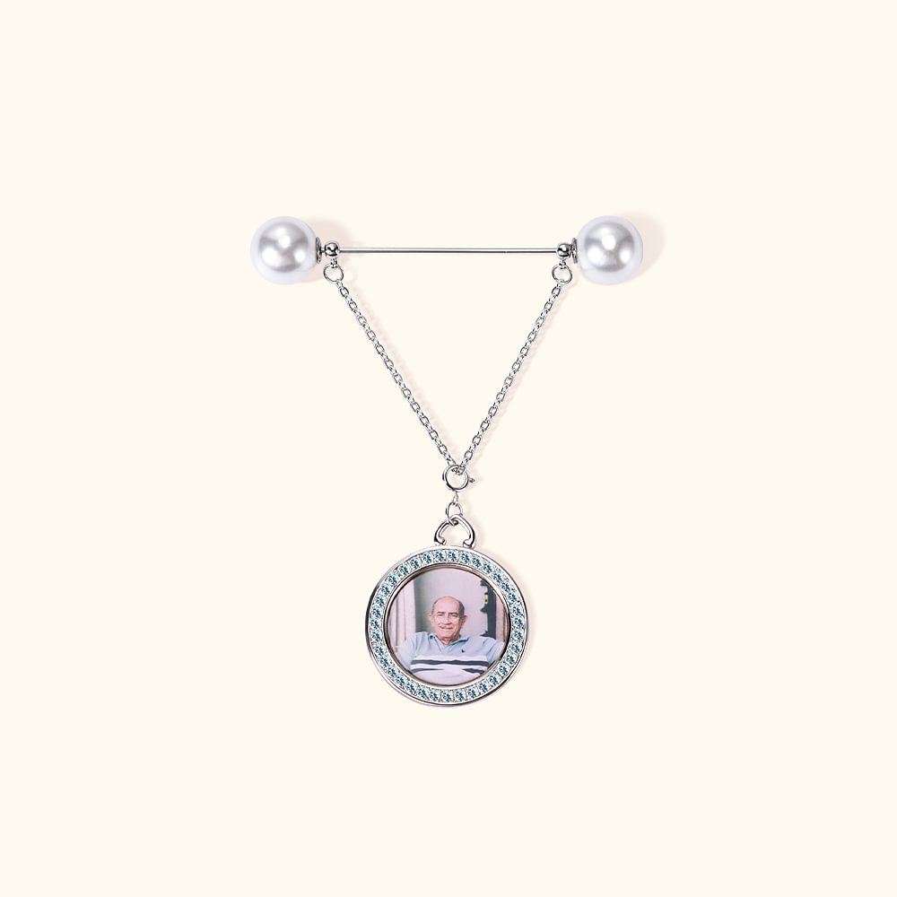 Broche à Breloque Personnalisée avec Photo et Texte Gravé Cadeau d'Anniversaire de Mariage pour la Mariée