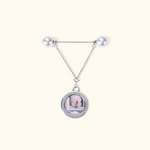 Gepersonaliseerde Parels Iets Blauw Oud Bruidsboeket Bedel Broche Pin met Foto en Gegraveerde Tekst Verjaardag Huwelijkscadeau voor Bruid