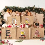 Personalized Graffiti Pencil Apple Large Capacity Jute Tote Bag wih Name Initial Teacher's Day Appreciation Gift for Teacher