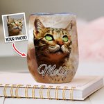 Personalisierte Aquarell Haustier Porträt Malerei 12oz Weinbecher mit Namen Deckel und Strohhalm Geburtstag Haustier Verlust Gedenkgeschenk für Katze 
