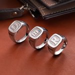 Personalized Engraved Unisex Sterling Silver Initial Signet Ring Birthday Gift for Family