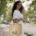 Personalized Graffiti Pencil Apple Large Capacity Jute Tote Bag wih Name Initial Teacher's Day Appreciation Gift for Teacher