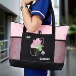 Personalisierte Aquarell Geburtsblume Stethoskop Tragetasche große Kapazität Tote Bag Anerkennung Graduierung Geschenk für medizinisches Personal
