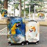 Personalisierte Aquarell Foto Haustier Porträt Gepäck Abdeckung passt 18-32 Zoll Koffer Geburtstag Reisegeschenk für Tierliebhaber