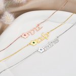 Personalized Flower Hebrew Name Necklace with Birthstone Birthday Jewish Bat Mitzvah Gift for Women