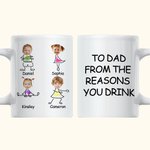 Tasse en Céramique Blanche Personnalisée avec Noms et Photos des Enfants Mug 330/450ml Cadeau de Fête des Pères pour Papa Famille