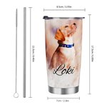 Personalisierte Aquarell Haustier Porträt Malerei 20oz Becher mit Namen Deckel und Strohhalm Geburtstag Haustier Verlust Memorial Geschenk für Katze H