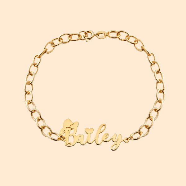 Western Cowboy Hat Heart Name Bracelet