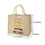 Personalized Graffiti Pencil Apple Large Capacity Jute Tote Bag wih Name Initial Teacher's Day Appreciation Gift for Teacher