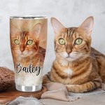 Personalized Watercolour Pet Portrait Painting 30oz Curved Tumbler with Name Lid and Straw Birthday Memorial Gift for Pet Lover