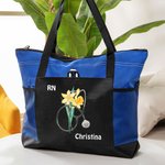 Personalisierte Aquarell Geburtsblume Stethoskop Tragetasche große Kapazität Tote Bag Anerkennung Graduierung Geschenk für medizinisches Personal