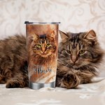 Personalisierte Aquarell Haustier Porträt Malerei 20oz Becher mit Namen Deckel und Strohhalm Geburtstag Haustier Verlust Memorial Geschenk für Katze H