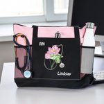 Personalisierte Aquarell Geburtsblume Stethoskop Tragetasche große Kapazität Tote Bag Anerkennung Graduierung Geschenk für medizinisches Personal
