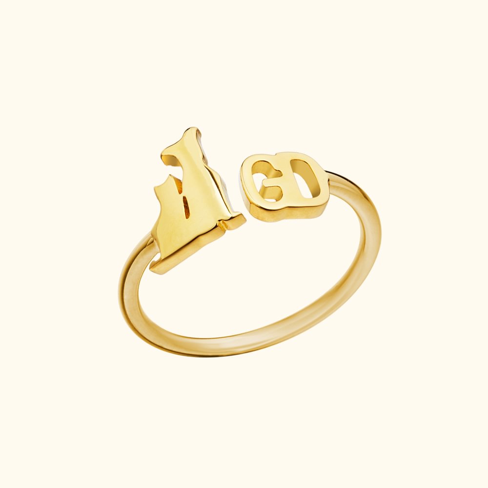 Bague Personnalisée avec Initiale et Animal Cadeau pour Amoureux des Animaux de Compagnie