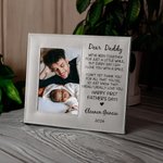 Personalized Baby and Daddy Leather Photo Frame with Name and Text Birthday First Father’s Day Gift for Him