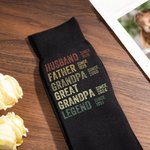 Personalised Husband Father Grandpa Legend Cotton Soft Crew Socks with Text Funny Father's Day Birthday Gift for Men