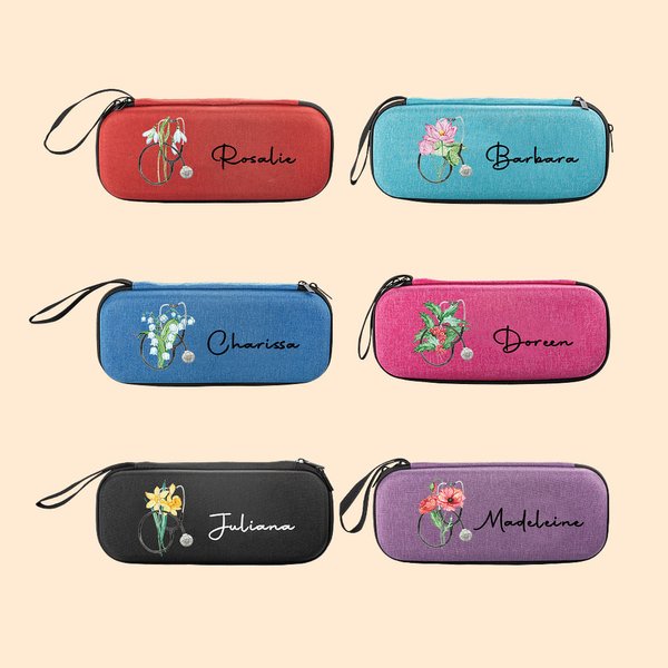Estuche de estetoscopio EVA personalizado con flores de nacimiento, bolsillo de malla y nombre Regalo de graduación y agradecimiento para enfermera es