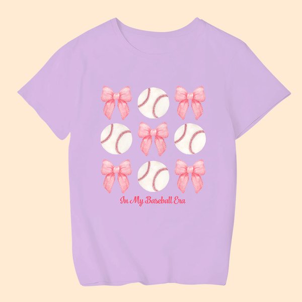 Gepersonaliseerd Coquette Bow Football Basketball Sport Kid T-shirt met naam Verjaardagscadeau voor kinderen