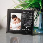 Personalized Baby and Daddy Leather Photo Frame with Name and Text Birthday First Father’s Day Gift for Him