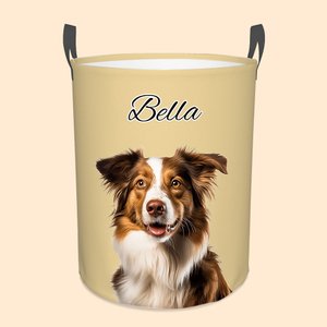 Henkilökohtainen vedenpitävä Pet Portrait öljymaalaus pyykin varastointi kori nimi ja kahva syntymäpäivälahja lemmikkieläinten ystävälle