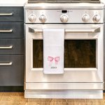Personalized 100% Cotton Pink Coquette Bow Kitchen Towel with Name Super Absorbent Housewarming Gift for Family