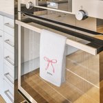 Personalized 100% Cotton Pink Coquette Bow Kitchen Towel with Name Super Absorbent Housewarming Gift for Family