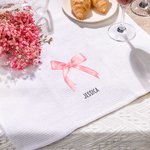 Personalized 100% Cotton Pink Coquette Bow Kitchen Towel with Name Super Absorbent Housewarming Gift for Family